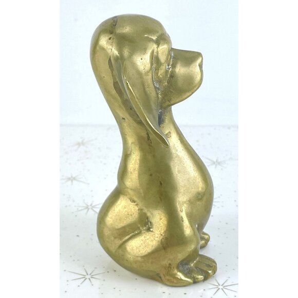 Vintage 80s dog figurine, Hound Puppy, Beagle, Basset, Dachshund, solid brass - Picture 4 of 9